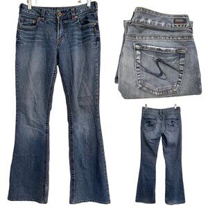 Silver Jeans Women's Whiskered Embroidered Pockets Suki Bootcut Jeans Size 30